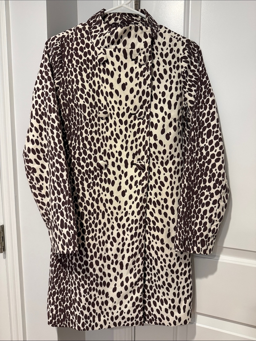 Banana Republic Black and White Spotted Double-Breasted Trench Coat